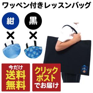 大きめレッスンバッグ シンプル おしゃれ 高学年 上品 ワッペン付き キャラクター おしゃれ かわいい ブラック ネイビー 黒 紺 青の商品画像