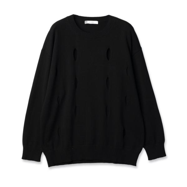 JieDa / HOLE CREW KNIT(BLACK)