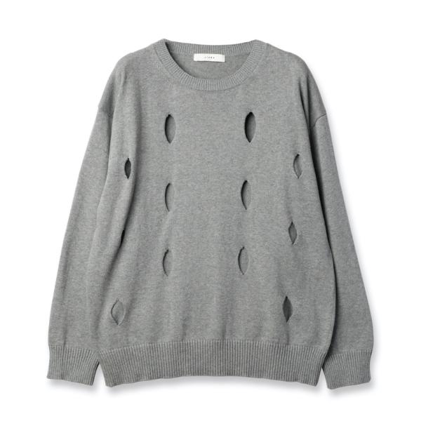 JieDa / HOLE CREW KNIT(GRAY)