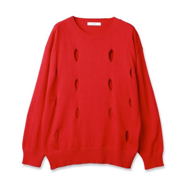 JieDa / HOLE CREW KNIT(RED)
