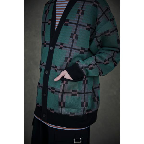 TAUPE(トープ) /  GEOMETRIC JQ SHEER CARDIGAN(GREEN)