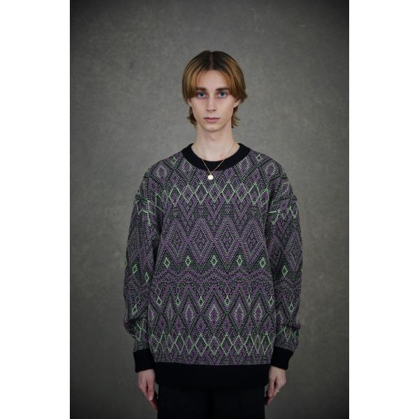 TAUPE / DIAMOND JQ CREW NECK KNIT(PURPLE)