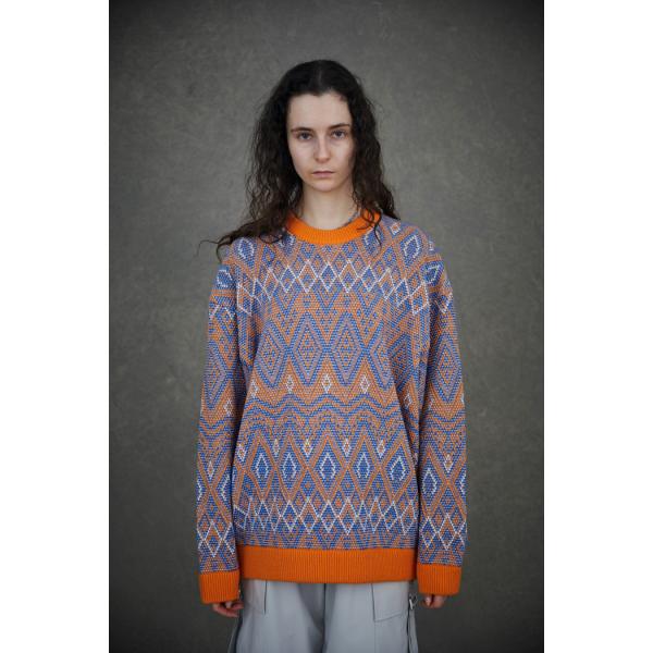 TAUPE / DIAMOND JQ CREW NECK KNIT(ORANGE)