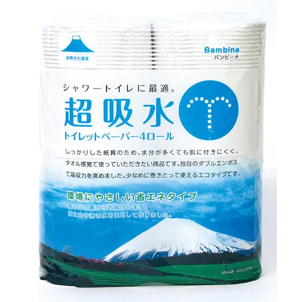 【代引き不可】バンビーナ超吸水 4R 1ケース（30パック入）　114mm×18m（2枚重ね）　再生...