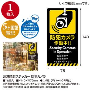 5ヶ国語ステッカー 防犯カメラ H140×W7...の詳細画像1