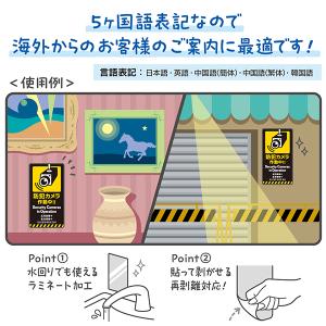 5ヶ国語ステッカー 防犯カメラ H140×W7...の詳細画像2