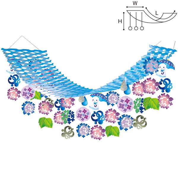 てるてるあじさいプリーツハンガー　H45×W45×L180cm　不織布・PVC・紙【1ヶ入】