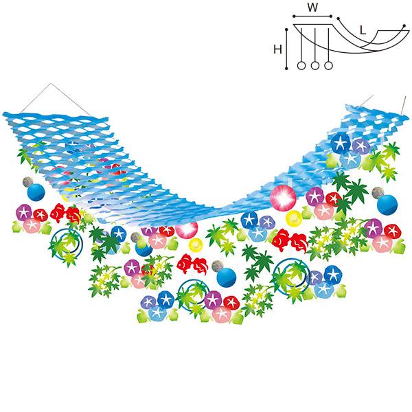 夏色朝顔プリーツハンガー　H45×W45×L180cm　不織布・紙・PVC【1ヶ入】