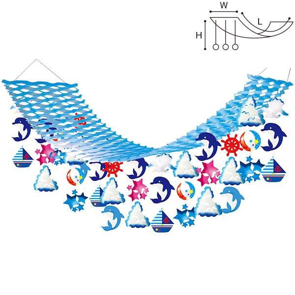 マリンイルカプリーツハンガー　H45×W45×L180cm　不織布・紙・PVC【1ヶ入】