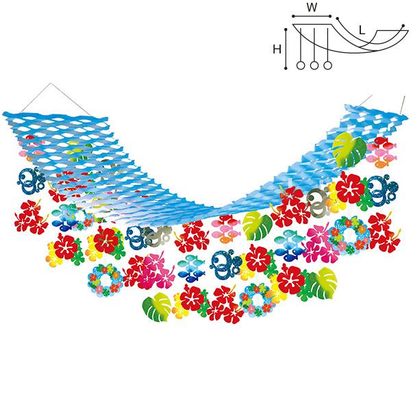 トロピカルオーシャンプリーツハンガー　H45×W45×L180cm　不織布・紙・PVC【1ヶ入】