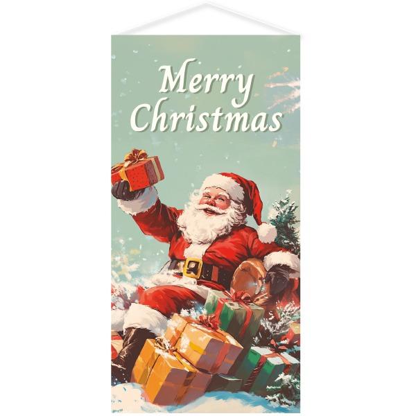 【納期一週間以上】タペストリー レトロクリスマス（防炎加工）　H180×W90cm　テトロンポンジ【...