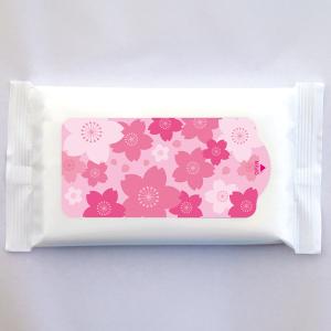 【納期一週間以上】ウェットティッシュ スリムホワイト5枚 さくら　約70×135×10mm　スパンレース不織布【500個入】