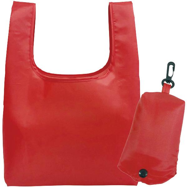 ECOコンパクトマイバッグ（レッド）　使用時：32×31×12cm　ポリエステル【100個入】