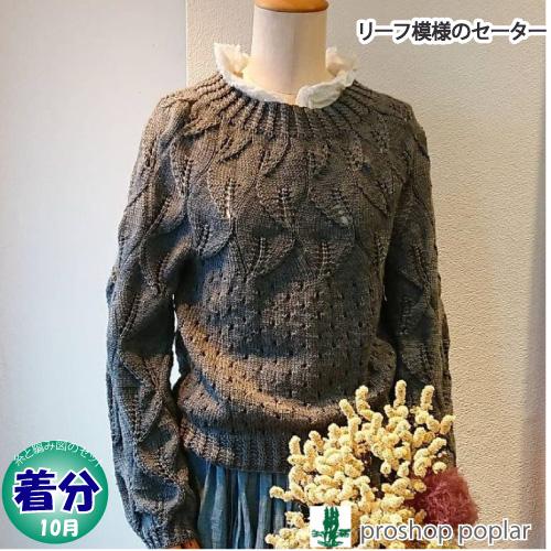 リーフ模様のセーター 編み物キット 毛糸のポプラ