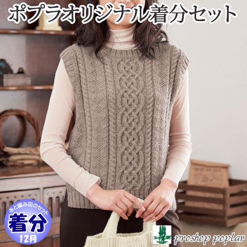 アランとガンジー模様のベスト 編み物キット色番1〜19 毛糸のポプラ