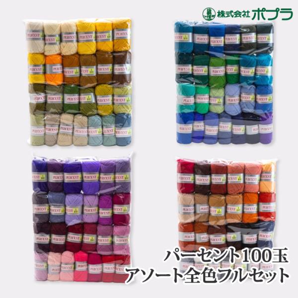 毛糸 合太 リッチモア 0117 パーセント全色フルセット 100玉1P 毛 ウール 取寄商品