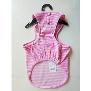 HONEST パイル風細ボーダーノースリーブT ピンク Lサイズ：着丈34/首囲33/胴囲44〜51cm 犬用ウェア