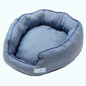 ペティオ　デニム調のひんやりやわらかベッド　猫用　ライトブルー　（約）幅45×奥行45×高さ16ｃｍ