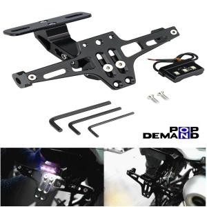 ◇送料無料◇汎用 黒 可変フェンダーレス ナンバーステー アルミ LED