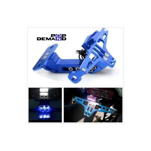 ◇送料無料◇汎用 青 可変フェンダーレス ナンバーステー アルミ LED