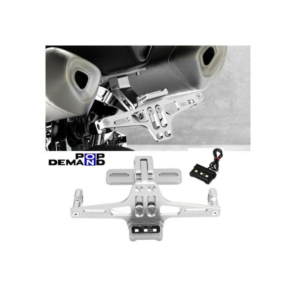 ◇送料無料◇汎用 銀 可変フェンダーレス ナンバーステー アルミ LEDナンバー灯付 Ninja 2...