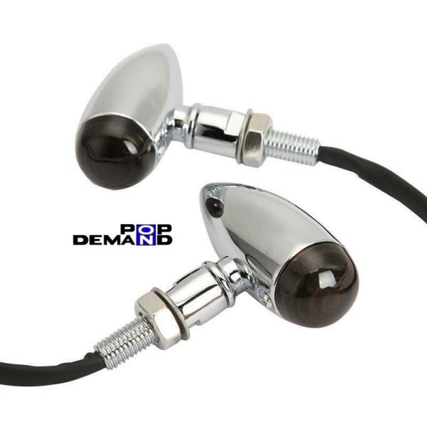 ◇即納◇汎用 メッキ 砲弾型ウインカー スモーク ロング 2個 CB90 CB92 CB MAN12...