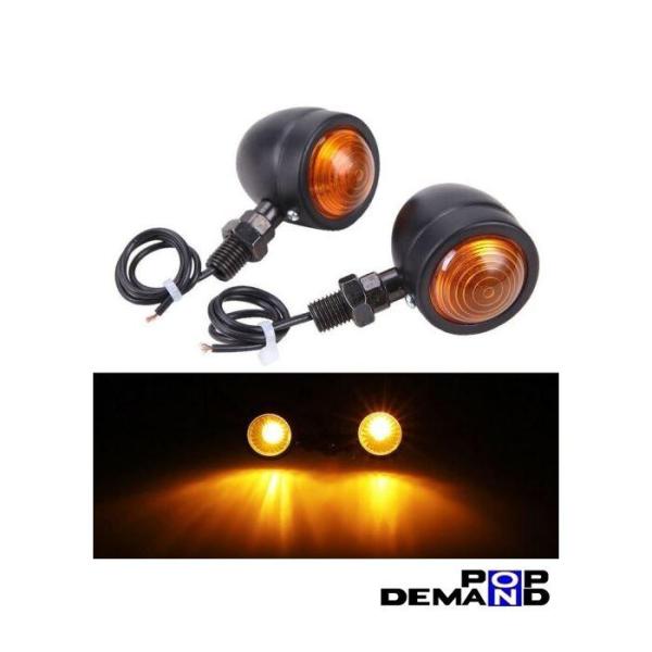 ◆即日発送◆汎用 ブラック 砲弾型ウインカー オレンジ 2個 RD90 RZ125 SR125 YA...