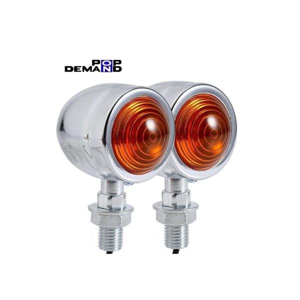 ◆即日発送◆汎用 メッキ 砲弾型ウインカー オレンジ 2個 CB90 CB92 CB MAN125 ...