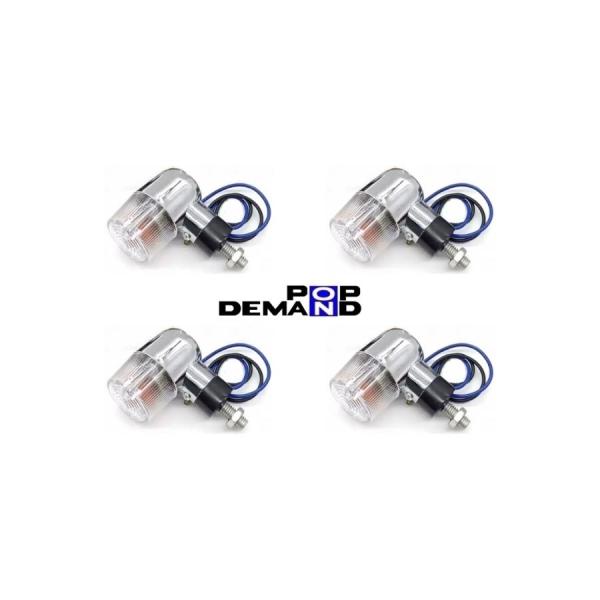 ◇即納◇汎用 丸型 メッキ クリア ミニウインカー 12V 1台分4個セット CB90 CB92 C...