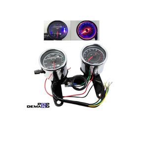 ◇送料無料◇汎用 Ver.2 メッキ ブルー LED メーターセット スピード