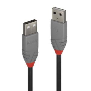 LINDY USB 2.0 TypeA/TypeAケーブル、アントラライン、ブラック、0.2m(型番:36690)｜poposhop