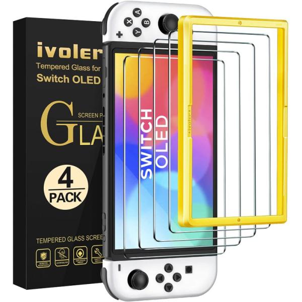 4枚入り Switch 有機ELモデル対応改良モデル iVoler OLED 保護 ガラスフィルム ...