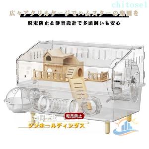 ハムスターケージ 大型 アクリル製 大きい 透明ケージ 多頭飼い対応 ゴールデンハムスターゾンチー脱走防止 静音設計 お手入れ簡単小動物 広い空間 広々ス