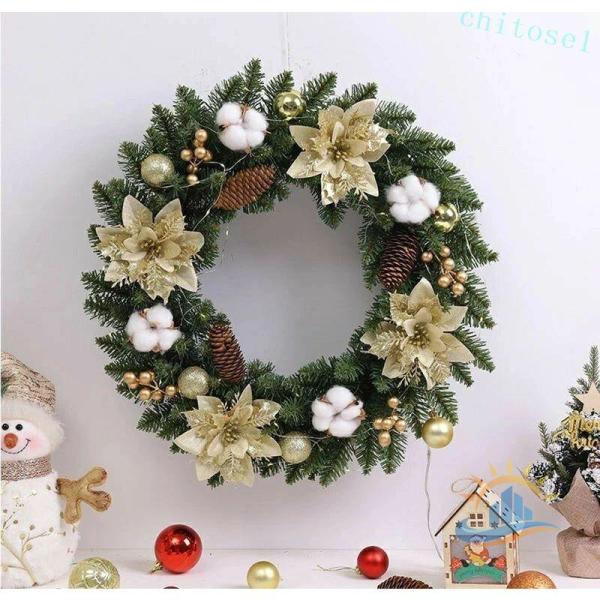 結婚式 40cm 50cm 60cm LEDライト付き クリスマスリース 玄関ドア用 クリスマスゾン...