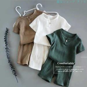 リネン キッズ 半袖Tシャツ ベビー服 上下セ...の詳細画像1