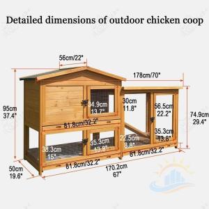 屋外木製鶏小屋耐候性大型鶏かご 6羽の鶏用の大...の詳細画像1