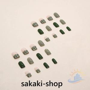 ネイルチップネイルシール 緑 春 夏ネイル 2...の詳細画像4