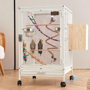 クリアアクリル鳥かご　複数飼い大型インコ　Ｗ４６×Ｄ４６×Ｈ７７ＣＭ　ケージ　ゾンチー　クラインコオカメ　外寸　セキセイインコゴザ　インコ鳥籠