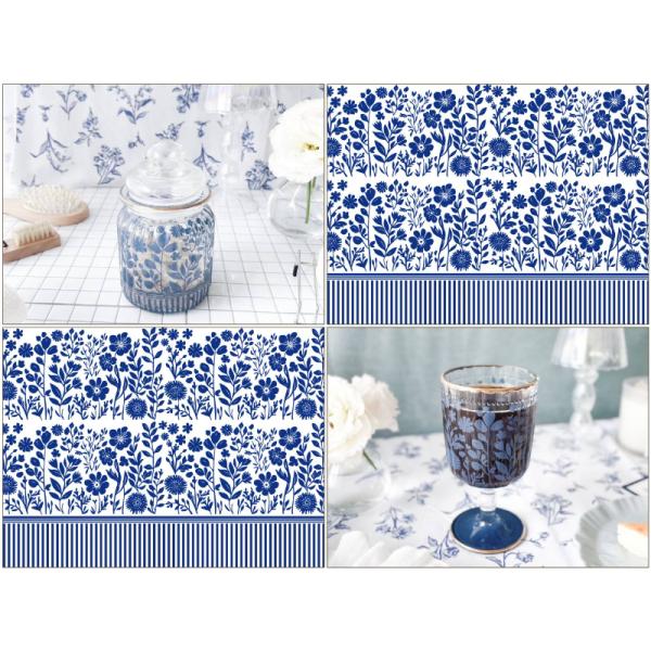 ポーセラーツ　転写紙　【ガラス用】ブルーボタニカル転写紙　A4サイズ （ポーセラーツ ポーセリンアー...