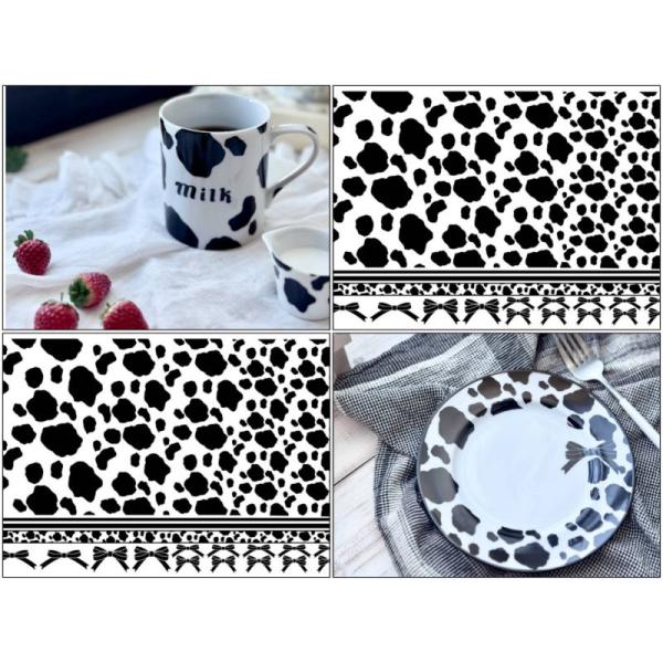 ポーセラーツ　転写紙　【白磁用】アニマル柄シリーズ カウ柄 牛 A3サイズ （ポーセラーツ ポーセリ...