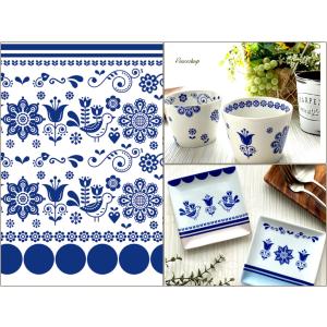ポーセラーツ 転写紙 【白磁用】ブルーボタニカル転写紙 A4サイズ
