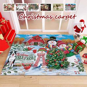 Merry Christmas ラグ クリスマス インテリア 洗える ギフト 気分転換 カーペット 室内 絨毯 吸水 滑り止め 防音 ドアマット 玄関