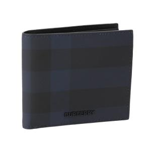 バーバリー／BURBERRY"REG CCBILL8"ネイビーチェック＆レザー バイフォールドウォレット・2つ折り財布・札入れ(ネイビー) 8073280 A2519／NAVY｜posecafe2