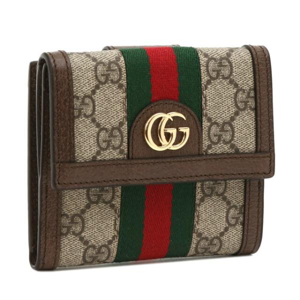 グッチ／GUCCI &quot;オフィディア GGフレンチフラップウォレット&quot;3つ折り財布(ベージュ×エボニー...