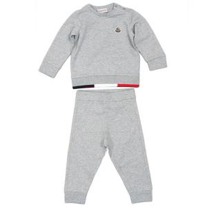 モンクレールベビー・キッズ・ユニセックス／MONCLER BABY KID'S ”2PCS"トリコロール×チビロゴデザイン・長袖Tシャツ＆パンツスエット・セットアップ(グレ｜posecafe2