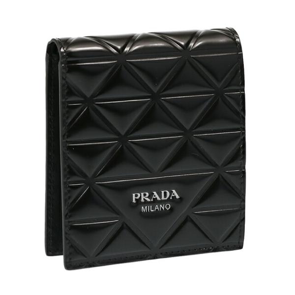 プラダ／PRADA ”ブラッシュドレザー 財布”2つ折り財布・札入れ(ブラック) 2MO513 SP...