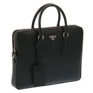 プラダ／PRADA 型押しレザー・2WAYメンズ・スリムブリーフケース・ビジネスバッグ(ブラック) 2VE368 SAFFIANO TRAVEL(9Z2_V_OOX)NERO｜posecafe2