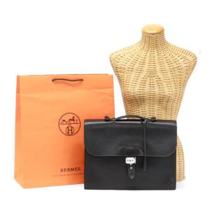 エルメス HERMES サックアデペッシュ38 シェーブルコロマンデルレザー SV金具 □A刻印 1997年 ビジネスバッグ ブラウン 中古｜posh