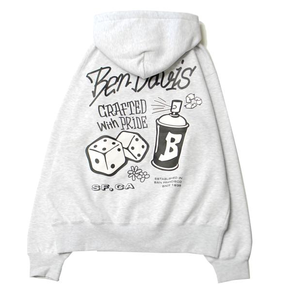 ベン デイビス BEN DAVIS SPRAY PAINT ZIP HOODIE ASH / アッシ...