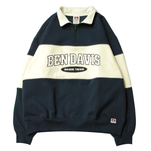 ベン デイビス BEN DAVIS PLAYERS HALF ZIP SWEAT NAVY × OF...
